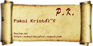 Paksi Kristóf névjegykártya